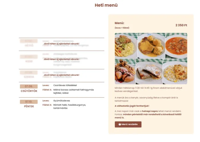 Heti menük rendelésre - WN Sales