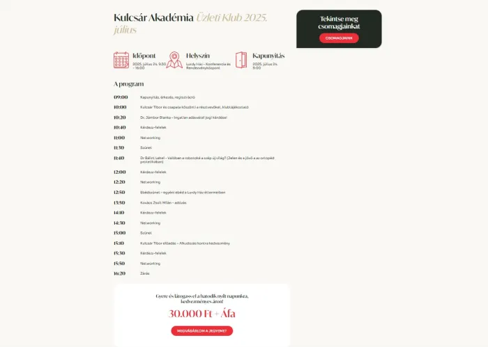 Rendezvény/Program aloldal - WN Sales